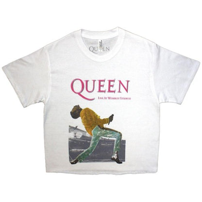 Front - Queen Womens/Ladies Wembley Stadium Logo Crop Top