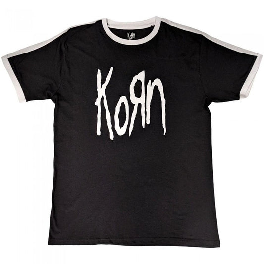 Front - Korn Unisex Adult Ringer Logo T-Shirt