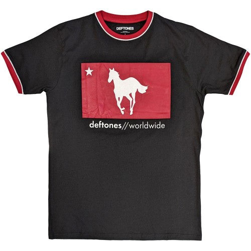 Front - Deftones Unisex Adult Star & Pony Ringer T-Shirt