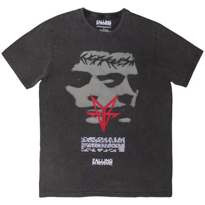 Front - Falling In Reverse Unisex Adult Blur Stone Wash T-Shirt