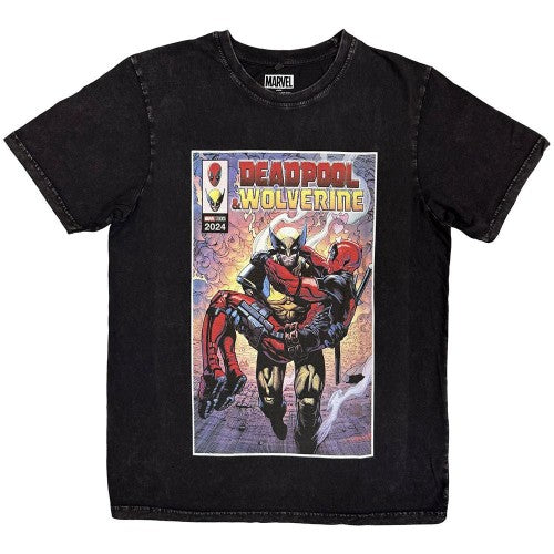 Front - Marvel Comics Unisex Adult Deadpool & Wolverine Stone Wash T-Shirt