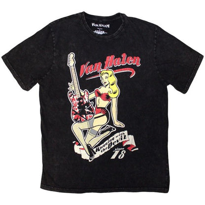 Front - Van Halen Unisex Adult Running With The Devil Stone Wash T-Shirt