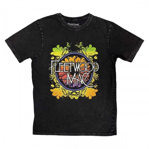 Front - Fleetwood Mac Unisex Adult Circle Floral Stone Wash Logo T-Shirt