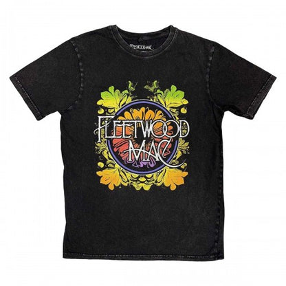 Front - Fleetwood Mac Unisex Adult Circle Floral Stone Wash Logo T-Shirt