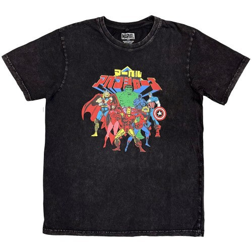 Front - Avengers Unisex Adult Japanese Stone Wash T-Shirt