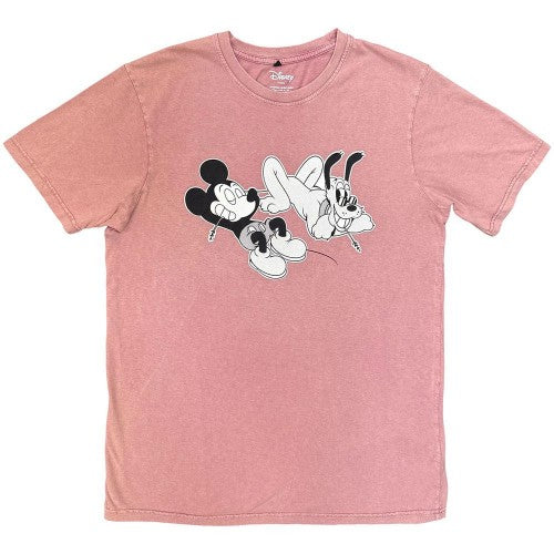 Front - Mickey & Friends Unisex Adult Relax Mickey & Pluto Stone Wash T-Shirt