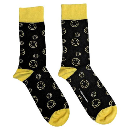 Front - Nirvana Unisex Adult Happy Face Outline Ankle Socks