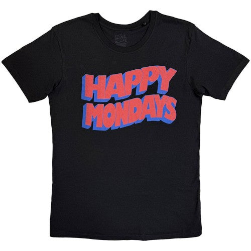 Front - Happy Mondays Unisex Adult Wavy Logo T-Shirt