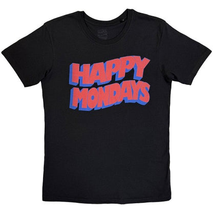 Front - Happy Mondays Unisex Adult Wavy Logo T-Shirt