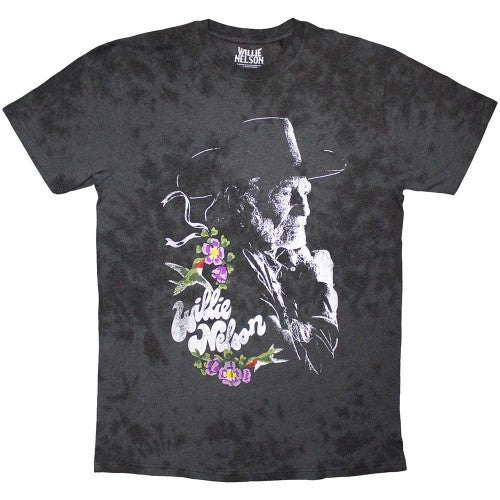 Front - Willie Nelson Unisex Adult Floral Washed T-Shirt