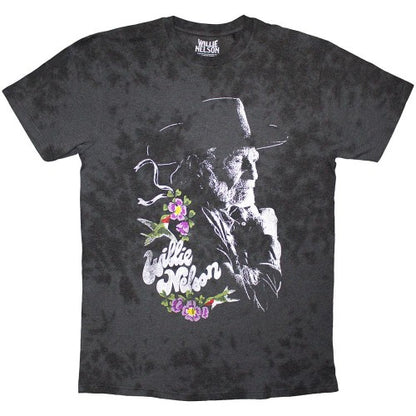Front - Willie Nelson Unisex Adult Floral Washed T-Shirt