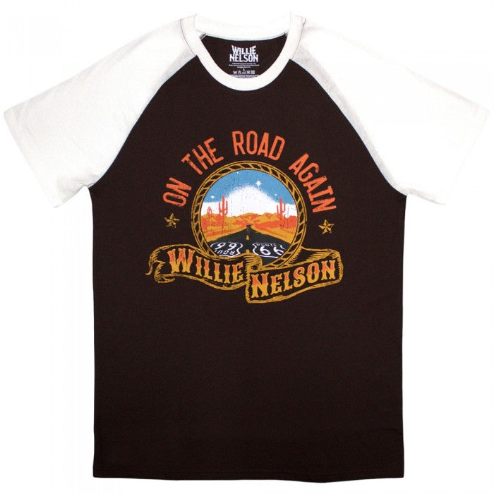 Front - Willie Nelson Unisex Adult Route 66 Raglan T-Shirt