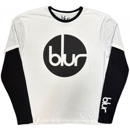 Front - Blur Unisex Adult Circle Logo Layered Long-Sleeved T-Shirt
