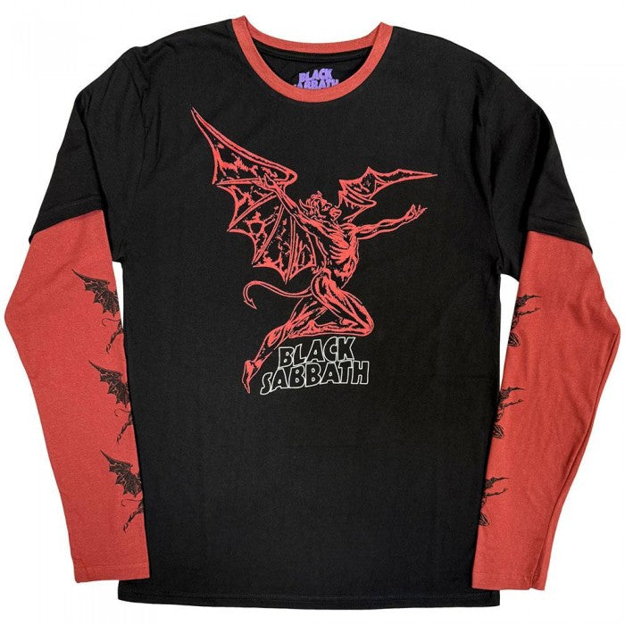 Front - Black Sabbath Unisex Adult Henry Wavy Logo Layered Long-Sleeved T-Shirt