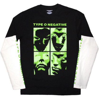 Front - Type O Negative Unisex Adult Faces Layered Long-Sleeved T-Shirt