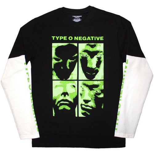 Front - Type O Negative Unisex Adult Faces Layered Long-Sleeved T-Shirt