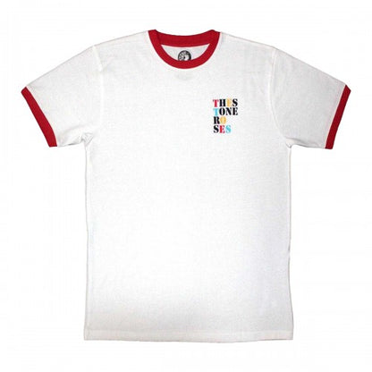 Front - The Stone Roses Unisex Adult Text Ringer T-Shirt