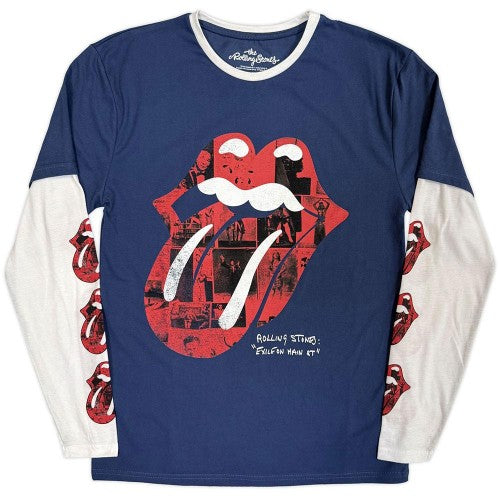Front - The Rolling Stones Unisex Adult Collage Tongue Layered Long-Sleeved T-Shirt