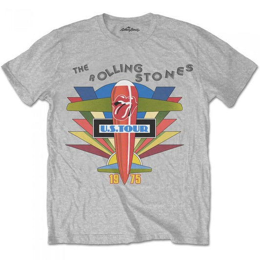 Front - The Rolling Stones Unisex Adult US Tour 1975 Retro T-Shirt