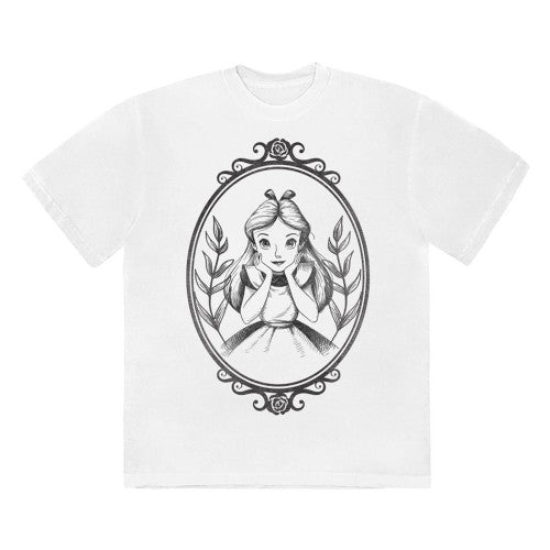 Front - Alice In Wonderland Unisex Adult Alice Bordered T-Shirt