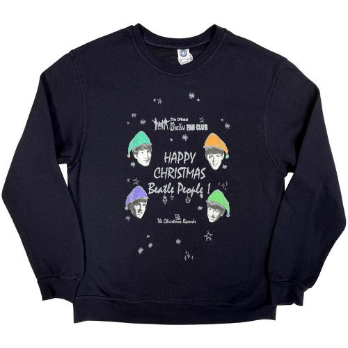 Front - The Beatles Unisex Adult Happy Christmas Sweatshirt