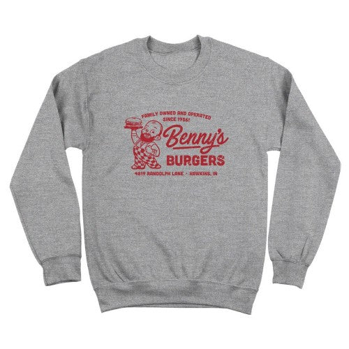 Front - Stranger Things Unisex Adult Bennys Burger Sweatshirt