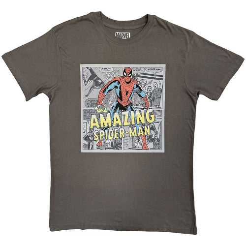 Front - The Amazing Spider-Man Unisex Adult Comic Collage T-Shirt