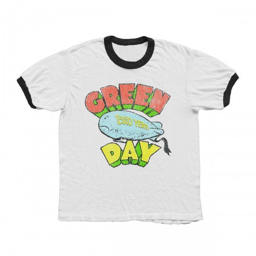 Front - Green Day Unisex Adult Bad Year Blimp Ringer T-Shirt