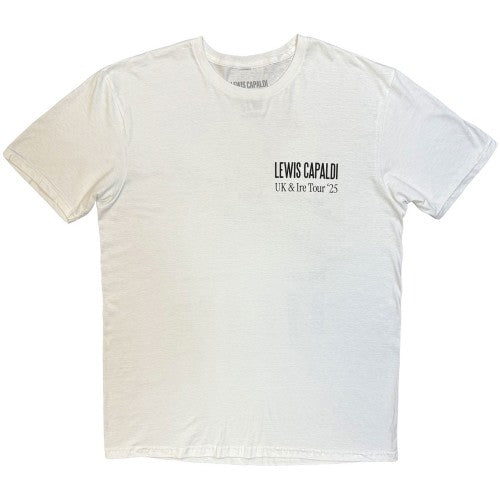 Front - Lewis Capaldi Unisex Adult UK Tour ´25 Flowers Back Print T-Shirt