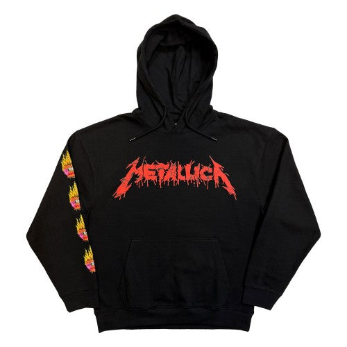 Front - Metallica Unisex Adult Flower Skull Back Print Hoodie
