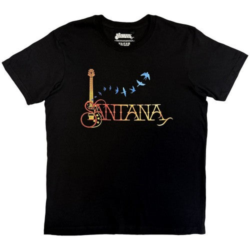 Front - Santana Unisex Adult Guitar and Birds T-Shirt