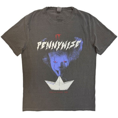 Front - It Unisex Adult Pennywise Paper Boat Stonewashed T-Shirt