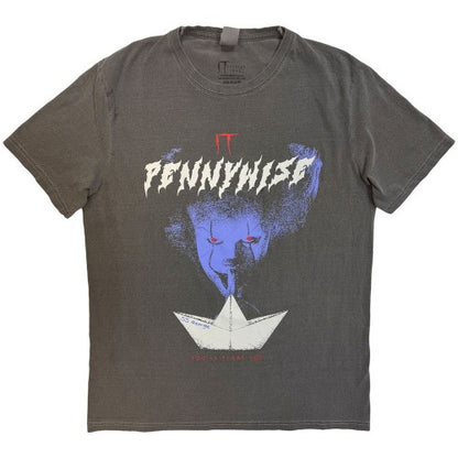 Front - It Unisex Adult Pennywise Paper Boat Stonewashed T-Shirt