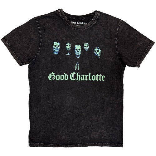 Front - Good Charlotte Unisex Adult Generation RX Skulls Stone Wash T-Shirt