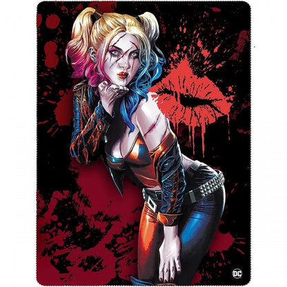 Front - DC Comics Fleece Kiss Harley Quinn Double Sided Blanket