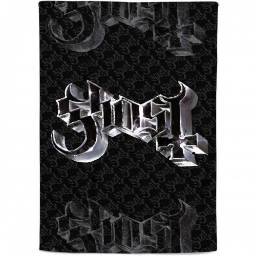 Front - Ghost Sherpa Fleece Chrome Logo Blanket