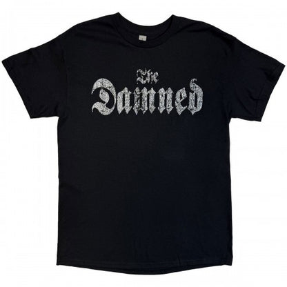 Front - The Damned Unisex Adult EU Tour Summer 24 Distressed Logo Back Print T-Shirt