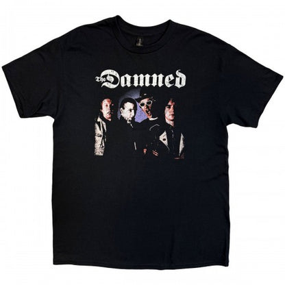 Front - The Damned Unisex Adult UK & EU Tour 24 Band Photo Back Print T-Shirt