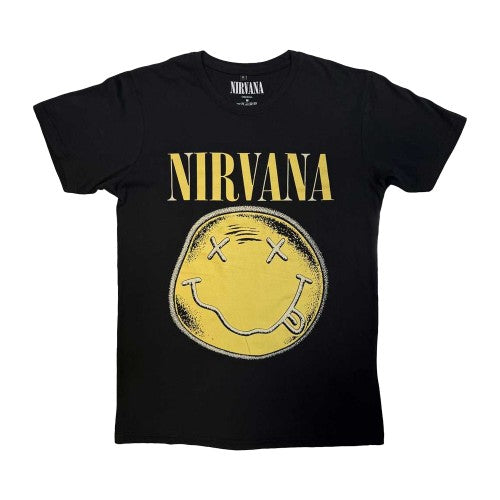 Front - Nirvana Unisex Adult Happy Face Infill Distressed T-Shirt