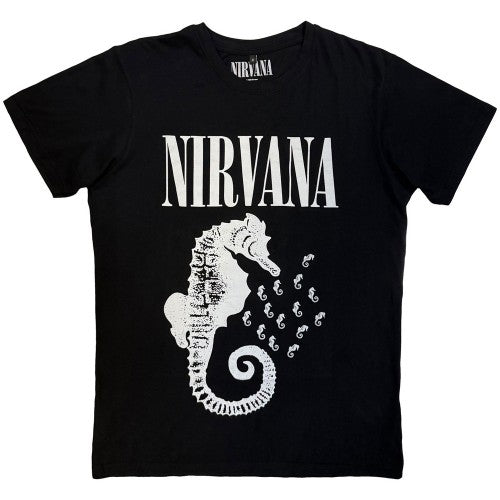 Front - Nirvana Unisex Adult Seahorse & Logo Mono T-Shirt