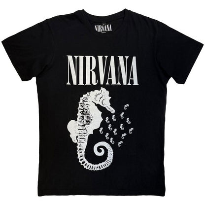 Front - Nirvana Unisex Adult Seahorse & Logo Mono T-Shirt