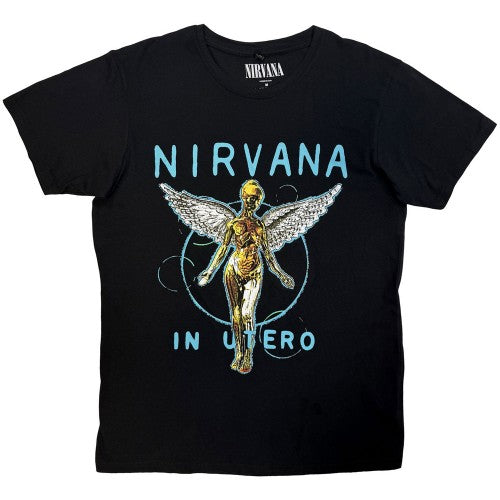 Front - Nirvana Unisex Adult In Utero Neon Blue T-Shirt