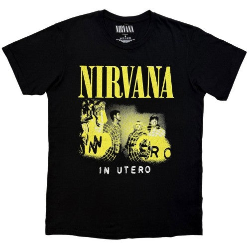 Front - Nirvana Unisex Adult In Utero Band Photo Carbon T-Shirt