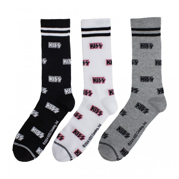 Front - Kiss Unisex Adult Logos Crew Socks (Pack of 3)