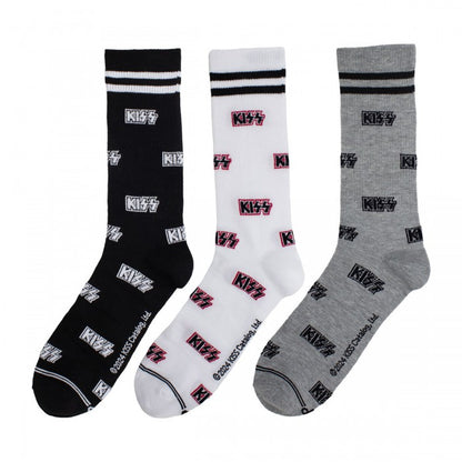 Front - Kiss Unisex Adult Logos Crew Socks (Pack of 3)