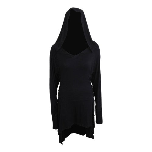 Front - Spiral Direct Womens/Ladies Plain Hooded T-Shirt Dress