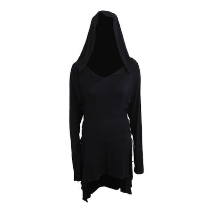 Front - Spiral Direct Womens/Ladies Plain Hooded T-Shirt Dress