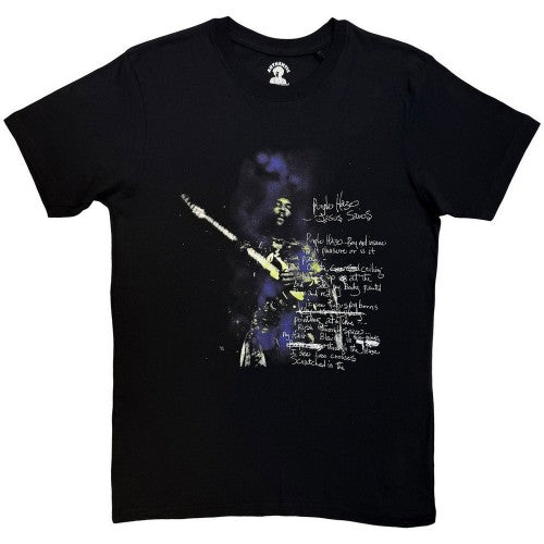 Front - Jimi Hendrix Unisex Adult Purple Haze Lyrics T-Shirt
