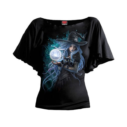 Front - Spiral Direct Womens/Ladies Mystical Moon Batwing Sleeve T-Shirt