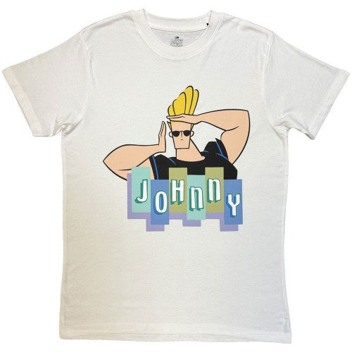 Front - Johnny Bravo Unisex Adult Posing Logo T-Shirt
